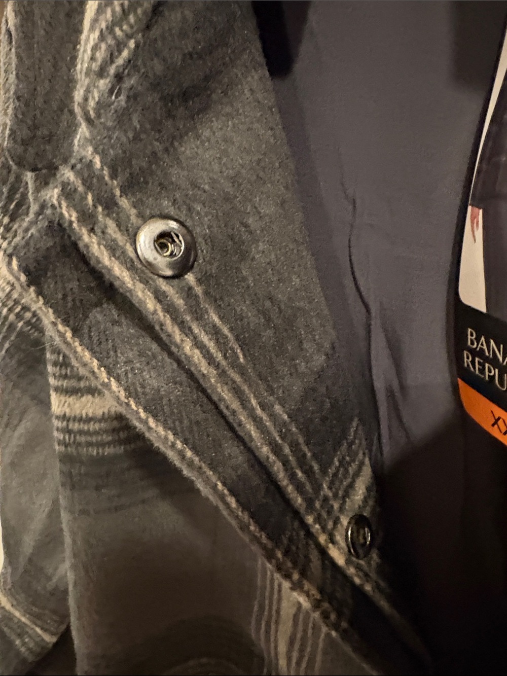 Banana Republic Plaid Collared Women’s Jacket - Black & Gray - Picture 4 of 5